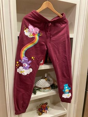 Care Bears Burgundy Joggers with Rainbow & Cloud Graphics